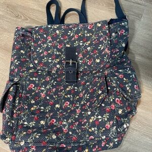 dELiA*s Blue and Red Backpack with Vintage Floral Design